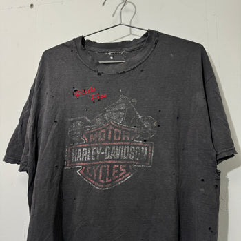 2000s HARLEY DAVIDSON THRASHED FADED RIDE FREE LOGO TEE