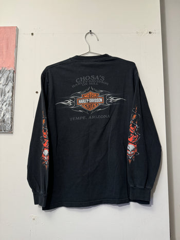 2000s HARLEY DAVIDSON SKULL FLAME LONGSLEEVE TEE