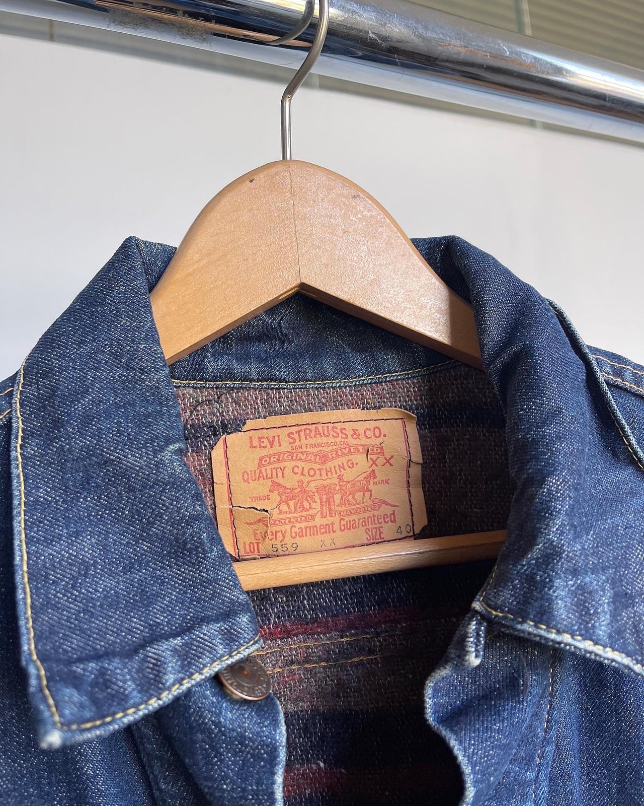 1960S LEVIS 559XX TYPE 3 TROY BLANKET LINED DENIM TRUCKER JACKET