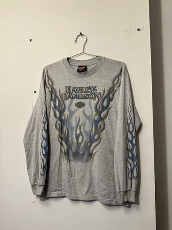 1990s HARLEY DAVIDSON FLAME LOGO LONGSLEEVE TEE