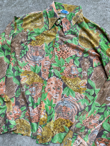 1970s ANIMAL PRINT NOVELTY BUTTON SHIRT