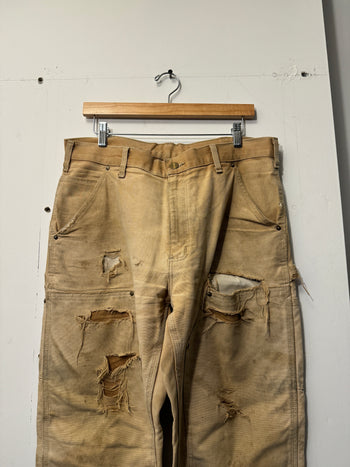 2000S THRASHED CARHARTT DOUBLE KNEE CARPENTER PANTS TAN