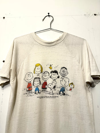 1970s PEANUTS CHARACTER DRAWING RAGLAN TEE