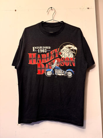 1990s HARLEY DAVIDSON FADED EAGLE LOGO TEE