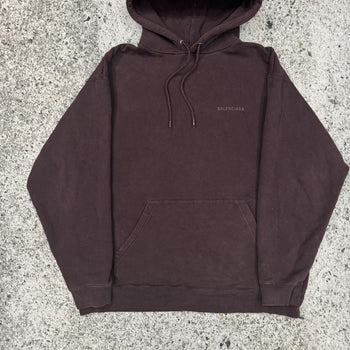 BALENCIAGA BURGUNDY LOGO PULLOVER HOODIE