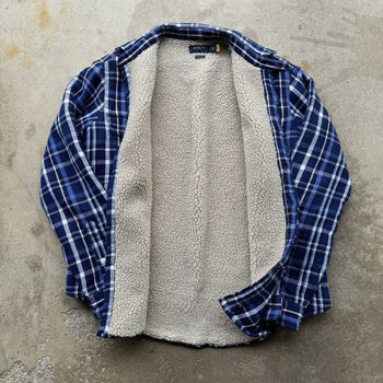 POLO RALPH LAUREN BLUE PLAID FLEECE LINED SHIRT JACKET