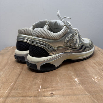 Chanel Fabricated & Laminated Silver White CC Runner