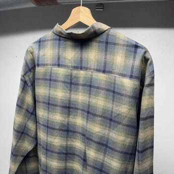 1990s Faded Distressed Plaid Flannel Shirt