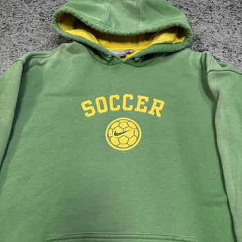 Sudadera con capucha Nike Soccer verde descolorido de gran tamaño de la década de 2000