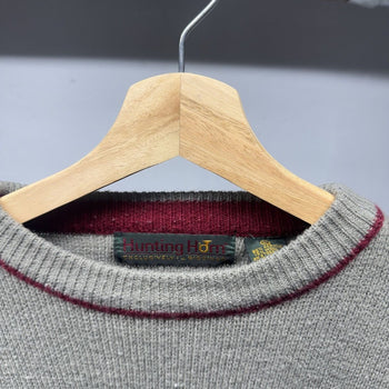 1990s Faded Two Tone Green Blue Striped Sweater