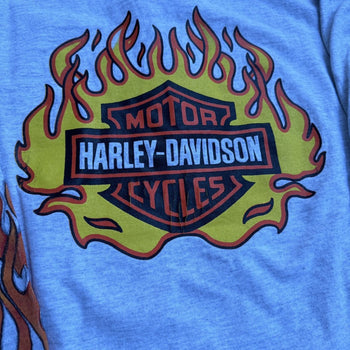 1990S HARLEY DAVIDSON CALIFORNIA FLAME LONGSLEEVE HENLEY TEE