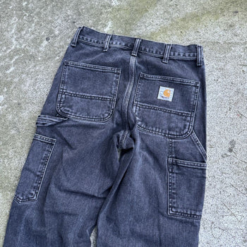 CARHARTT WIP FADED BLACK DENIM CARPENTER PANTS