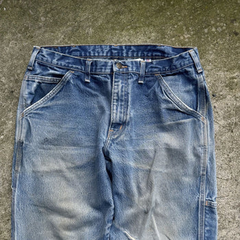 1990s THRASHED FADED MADE IN USA WORKWEAR CARPENTER DENIM JEANS