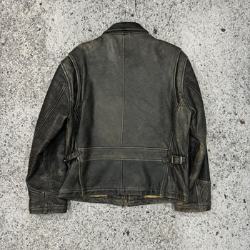 1990s BLACK FADED AGED LEATHER JACKET