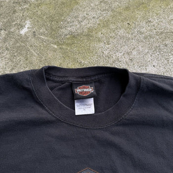 2000S HARLEY DAVIDSON FADED METAL FLAME LOGO LONGSLEEVE TEE