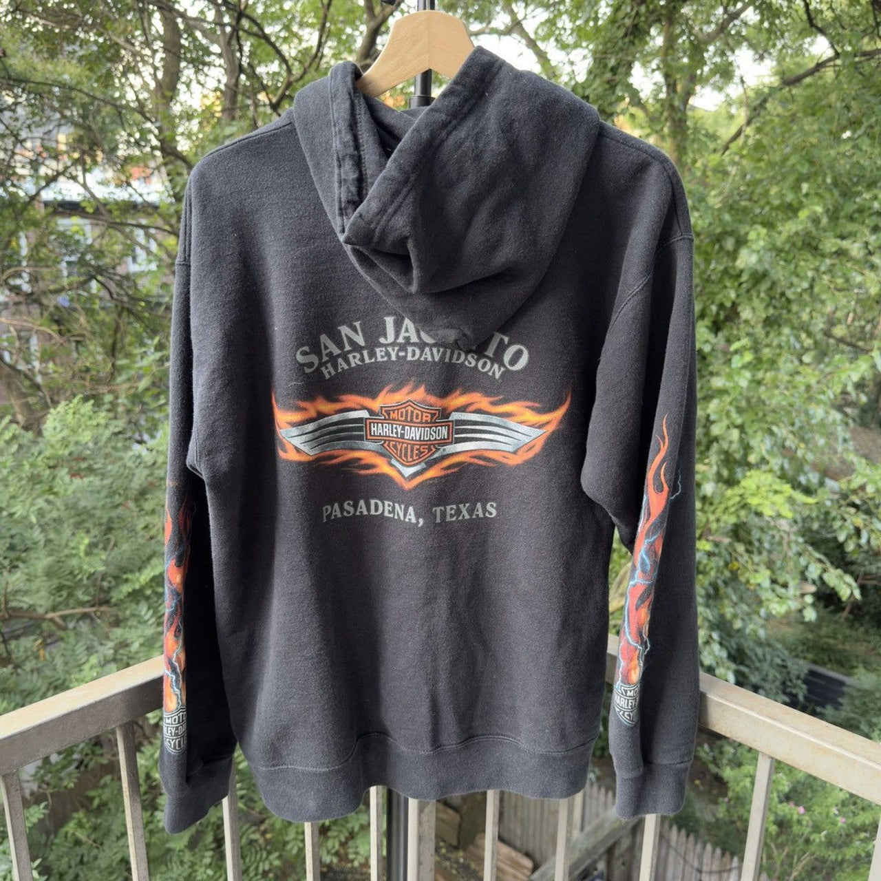 2000s Harley Davidson Faded Flame Lightning Zip Up Hoodie