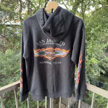 2000s Harley Davidson Faded Flame Lightning Zip Up Hoodie