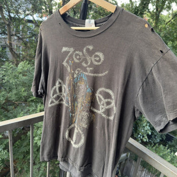 1980s Led Zeppelin Zoso Thrashed Band Tee