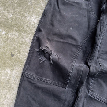 2000S CARHARTT THRASHED FADED BLACK DOUBLE KNEE PANTS