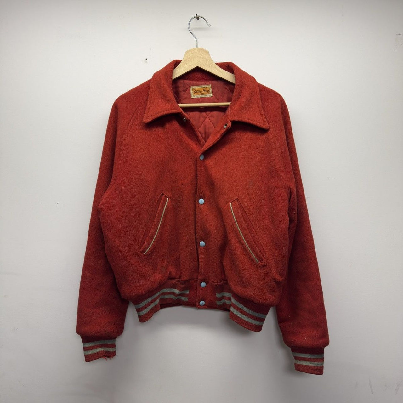 Vintage 1950s Distressed Red Wool Varsity Jacket