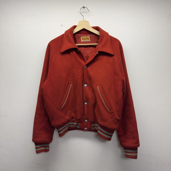 Vintage 1950s Distressed Red Wool Varsity Jacket