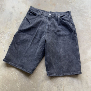 2000S POLO RALPH LAUREN BLACK FADED DENIM CARPENTER SHORTS JORTS