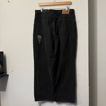 STUSSY WASHED CANVAS BLACK 8 BALL BIG OL' JEANS