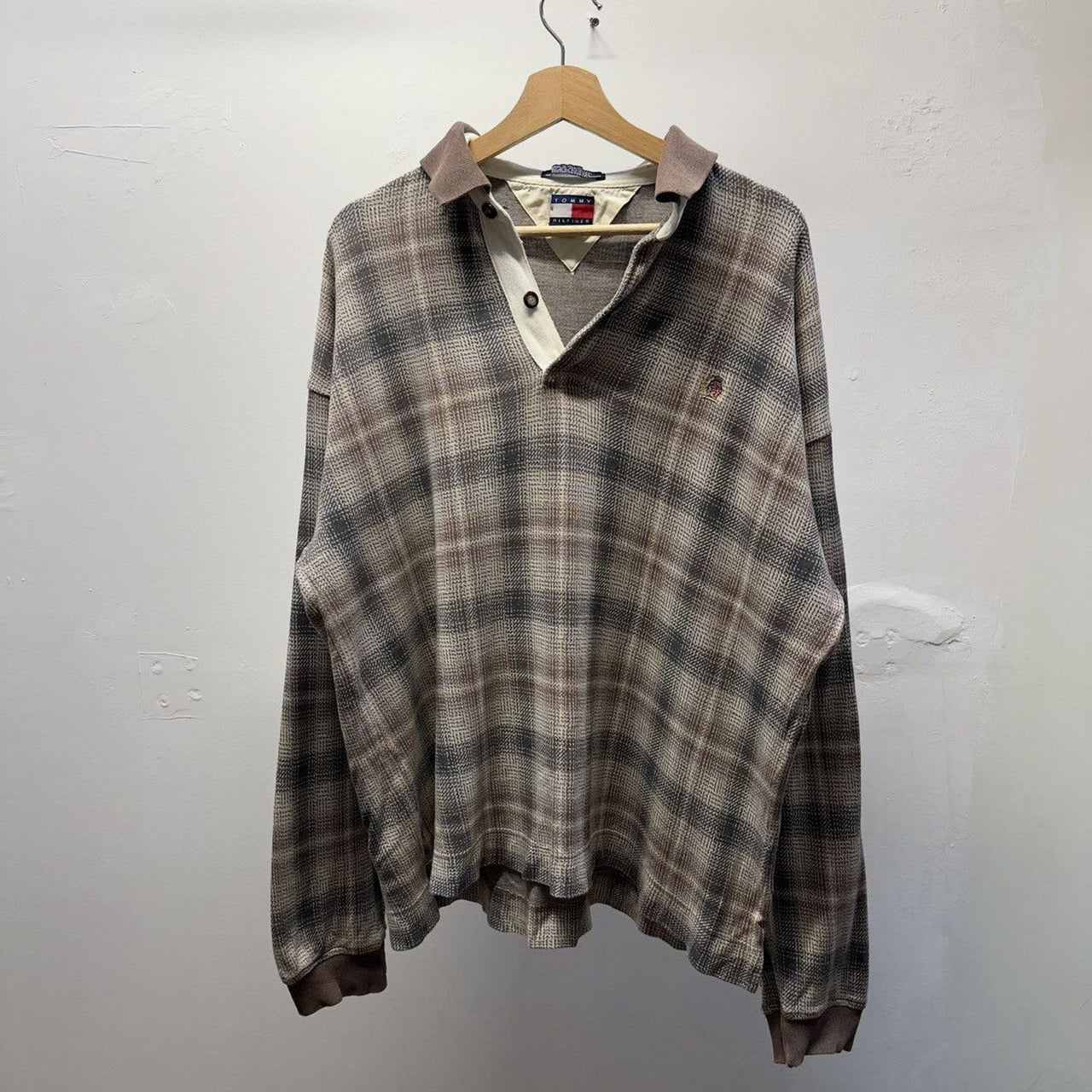 Vintage 1990s Tommy Hilfiger Faded Plaid Shirt