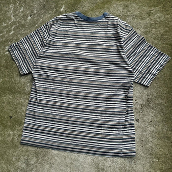 1990s Y2K NO FEAR STRIPED SKATER POCKET TEE SHIRT