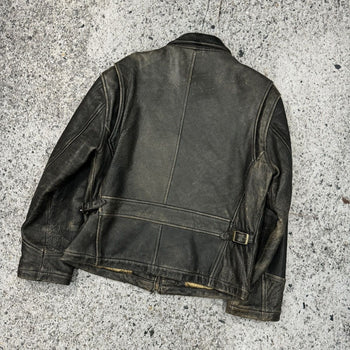 1990s BLACK FADED AGED LEATHER JACKET