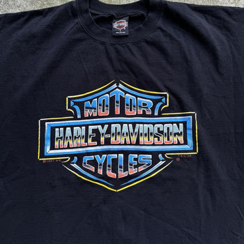 1990s HARLEY DAVIDSON CHROME BIG LOGO TEE OVERSIZED