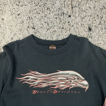 2000s Harley Davidson Thrashed Faded Eagle Flame Longsleeve