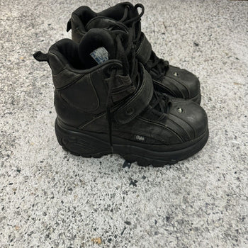 2000s Y2K BUFFALO LONDON COW LEATHER PLATFORM BOOTS