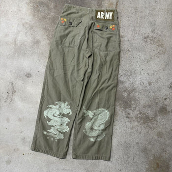 1980s OG 107 REWORKED STITCHED EMBROIDERED CANVAS PANTS