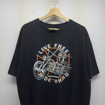 Vintage 2000s Easyriders Faded Skeleton Biker Tee