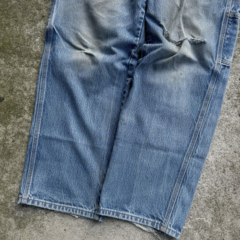 1990s THRASHED FADED MADE IN USA WORKWEAR CARPENTER DENIM JEANS