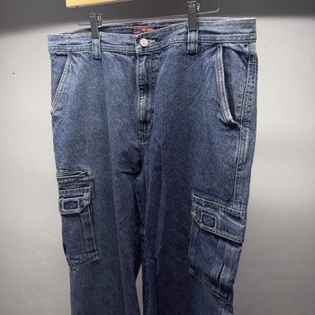 1990s Y2K Baggy Wide Leg Denim Cargo Jeans