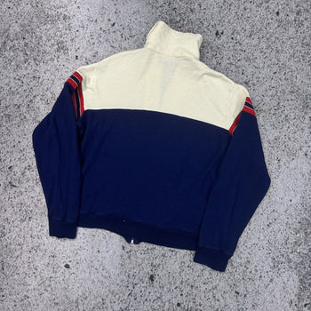 1980s Cotton Acrylic Striped Zip Up Track Jacket