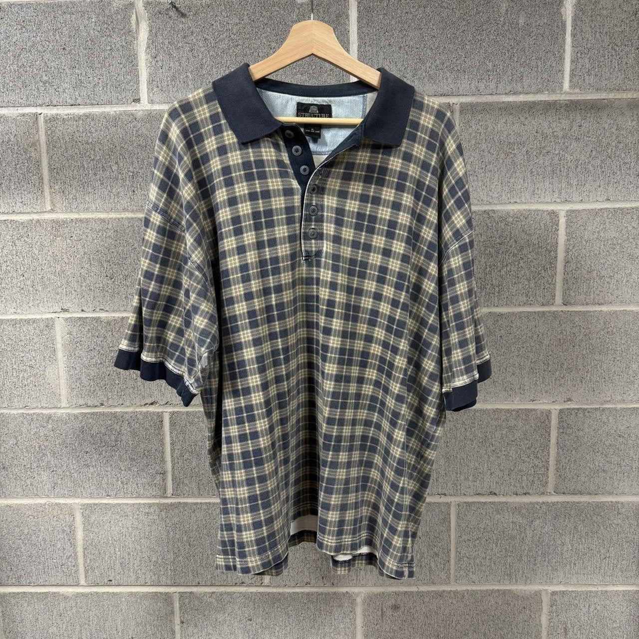 1990s Faded Thrashed Plaid Collar Grunge Shirt