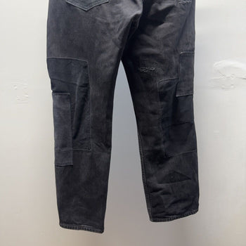 Vintage 2000s Levi's 501 Denim Cowboy Black Patchwork Reworked Jeans