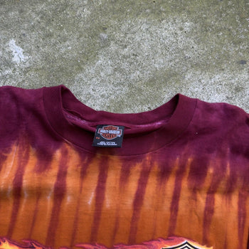 2000S HARLEY DAVIDSON FLAME LOGO TIE DYE LONGSLEEVE TEE