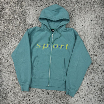 STUSSY SPORT BLUE DOT LOGO ZIP UP HOODIE