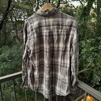 2000s Faded Green Plaid Flannel Shirt