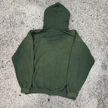 1990s OVERSIZED SUN FADED THRASHED GREEN MADE IN USA ZIP UP HOODIE