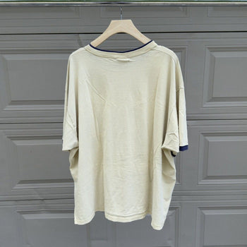 2000s Pale Yellow Thrashed Faded Distressed Pocket Tee