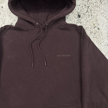 BALENCIAGA BURGUNDY LOGO PULLOVER HOODIE