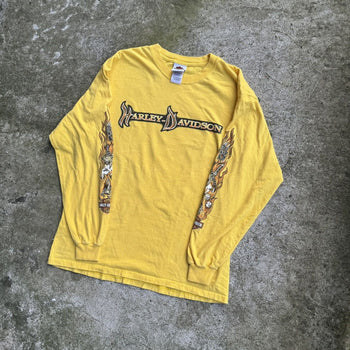 2000S HARLEY FLAME SPIDER SCORPION YELLOW LONGSLEEVE TEE