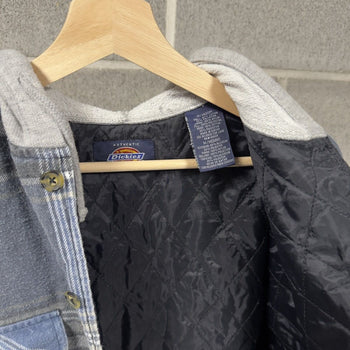 1990s Faded Dickies Plaid Grunge Hooded Flannel Jacket