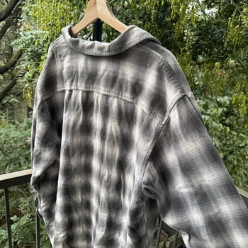 2000s Faded Shadow Plaid Flannel Shirt