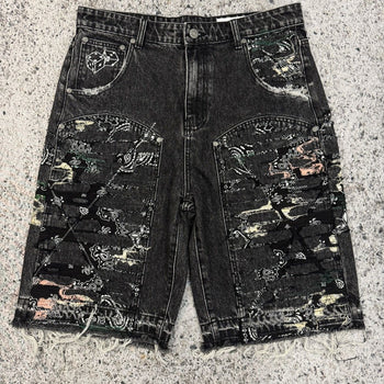 Pantalones cortos vaqueros con doble rodilla y diseño de dados Baby Face Originals